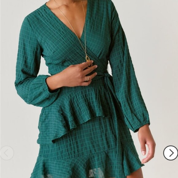 Francescas Long-Sleeve Lucy Ruffle Mini Dress, XS - Picture 1 of 3